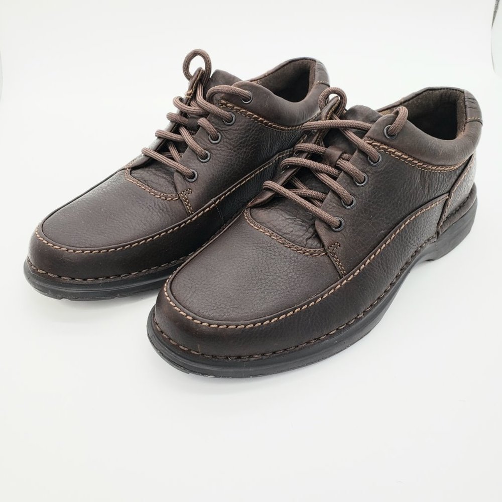 Rockport Men’s Leather Work Oxford Shoes Brown Size 8 Slip Resistant NEW